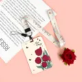 Large ABS Card Holder with Lanyard Tulip Print Student ID Badge Bus IC Card Protective Cover - NICE Magenta Bouquet / Long Lanyard