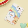 Cute cartoon slide card holder ID badge protector with white duck and rainbow design. - Rainbow White Goose (No Accessories)