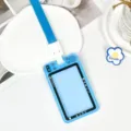 Transparent student card holder funny bus access card protective case blue lanyard - Snap Long Lanyard Style / Blue