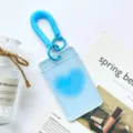 Transparent student card holder with coiled keychain ID badge case for daily use. - Blue Heart (With Blue Spring Rope)