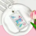 Clear transparent card holder student cartoon butterfly ins style ID badge protective case - Sunrise Pink Butterfly + White Leather Strap Keychain