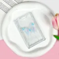 Clear transparent card holder with cute blue butterfly pattern, ideal for student ID and cards. - Transparent Blue Butterfly (Without Accessories)