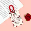 Large ABS card holder with red coiled lanyard, cute rabbit ID badge protective sleeve. - Little Rabbit Wreath / Red Double Loop Spring Rope