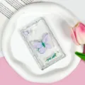 Transparent student card holder with purple butterfly design ins style protective badge case - Hand-Drawn Purple Butterfly (Without Accessories)