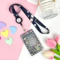 Cartoon badge holder with retractable lanyard and clear card sleeve for daily use - Black Grid Game Console + Black Space Retractable Buckle Long Rope