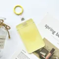 Transparent yellow card holder with keychain, ID badge case and student bus card protective sleeve - Yellow Heart (With Yellow Leather Strap Keyring)