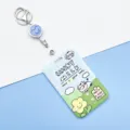 Cute cartoon cow ID badge holder with retractable reel, blue white style ID case - Cow On Meadow / White Retractable Badge Clip (Blue Smiley)