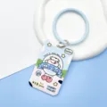 Cute cartoon cow ID badge card holder with blue silicone ring variant for students - Apple Cow / Light Blue Soft Silicone Wristband