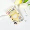 Transparent card holder with cute puppy print, yellow checkerboard design for ID and bus cards. - Yellow Checkerboard Dog (No Accessories)