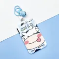 Cute cartoon cow card holder with blue keychain lanyard and retractable clip for school ID use. - Big Head Cow / Medium Blue Bell Lobster Clasp