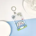 Ins transparent plastic card holder cute cow photo ID badge bus card sleeve with keyring - Apple Cow With Leather Strap Round Buckle / Sliding Transparent