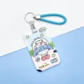 Cute cartoon cow badge holder with blue braided strap and keychain for daily office use. - Apple Cow / Medium Blue Hand Strap