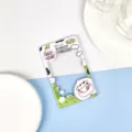 Cute transparent plastic ID card holder, kawaii cow peach photo sleeve for bus card school badge. - Peach Cow / Sliding Transparent (No Accessories)