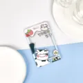 Transparent acrylic card holder cute cow strawberry ID badge protector school bus card case - Strawberry Cow / Sliding Transparent (No Accessories)