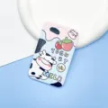 Cute cartoon cow card holder, ID badge protector for students and transit cards. New. - Strawberry Cow / No Accessories