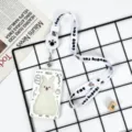 Cute cartoon rabbit ID card holder with retractable lanyard, perfect for students and office workers. - Bunny Frame With Retractable Lanyard (Black Cat Paw)