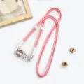Cute pink phone lanyard with adjustable strap and acrylic cartoon charm for daily use. - Outing Cow / Crossbody Double Buckle Lanyard With Back Clip / Pink