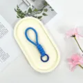 Blue braided wrist lanyard short phone strap keychain anti-loss charm accessory universal - Blue