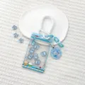 Clear cartoon claw machine card holder with spring lanyard and cute pendant for students - Blue Claw Machine Elephant Shaking / Sliding Transparent + White Spring Rope (Blue Six-Section Chain + White Bead Chain + Blue Snack Dog Disc)
