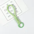 Short woven phone wrist strap lanyard keychain with metal ring, durable braided cord design. - Light Green