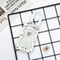 Cute cartoon puppy card holder with wrist strap, clear ID badge holder for students daily. - Tongue Dog Frame With White Double Loop Spring Cord