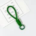 Green braided phone lanyard wrist strap keychain, durable nylon cord for keys, anti-loss charm. - Dark Green