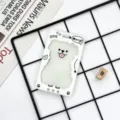 Cute cartoon animal card holder student ID badge protector bus metro card case white new - Cream Tongue Dog Frame
