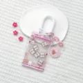 Cute pink claw machine card holder with lanyard transparent student ID protective sleeve - Pink Claw Machine Scarf Dog Shaking / Sliding Transparent + White Spring Rope (Pink Six-Section Chain + White Bead Chain + Pink Snack Dog Disc)