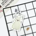 Cute white cartoon bunny card holder with keychain, perfect for student school ID and bus cards. - Bunny Frame With White Heart Keychain