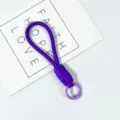 Purple braided short phone lanyard wrist strap keychain variant for mobile case key ring - Deep purple
