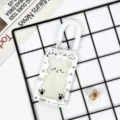 Cute cartoon bear card holder with coiled wrist strap, ideal for student ID and bus cards. - Cute Dog Frame With White Double Loop Spring Cord