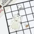 Cute Cartoon Bunny Cardholder with Keychain Portable Student ID Badge Holder Clear Protective Cover - Bunny Frame With Leather Strap Metal Clasp