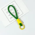 Short woven phone lanyard keychain strap detachable anti-lost wrist band universal hand rope - Dark Green Yellow