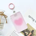Pink Transparent Student ID Card Holder with Keychain Cute Bus Card Protector Sleeve - Pink Heart (With Pink Strap Keychain)