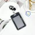 Transparent student card holder with camera screen design, badge holder with lanyard and keychain. - Bell Lobster Clasp Style / Black