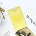Transparent yellow ID card holder, cute student bus card protective case for daily use. - Yellow Heart (Without Accessories)
