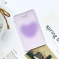 Transparent student card holder cute purple gradient heart badge protector bus pass case - Purple Heart (Without Accessories)