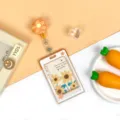 Cute floral badge holder with retractable reel, clear card protector for student bus ID cards. - Sunflower Style (With Badge Clip)