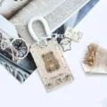 Transparent sliding cartoon card holder with cute bear design and retractable neck strap. - Dotted Cake Bear / White Spring Rope (Cheese Dog Clasp)