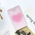 Ins style pink transparent card holder with sweet heart design, cute student bus pass cover. - Pink Heart (Without Accessories)