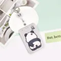 Süßer Panda Ausweishalter mit Einspureinzug, robuste ABS Kartenhülle für Büro und Schule geeignet. - Kratzender Panda Und Weißer Ausweisclip