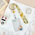 Sunflower lanyard and clear card holder set, cute floral campus ID badge holder for students. - Sunflower / Sunflower Retractable Lanyard