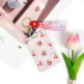 Cute transparent cherry card holder with keychain and Bubble strap for student ID card. - Pink Heart Cherry / Red Gradient Keychain