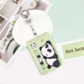 Niedlicher Panda Ausweishalter mit Einziehbarer Rolle Kartenhülle Schutzhülle für Schüler - Liegender Panda Und Weißer Ausweisclip
