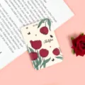 ABS badge card holder with tulip floral design, perfect for student ID and work pass. - 5 Magenta Flowers (No Accessory) / Card Sleeve Body