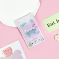 Clear PVC card holder with aesthetic butterfly and music player design, ideal for student IDs. - Sunrise Pink Butterfly / No Accessories