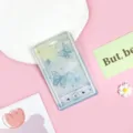 Transparent card holder with butterfly music player design cute student ID badge protector sleeve - Hand-painted Blue Butterfly / No Accessories