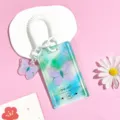 Cute transparent card holder with spring strap and butterfly pendant, stylish ID badge case. - Hand-painted Purple Butterfly / Purple Butterfly Clasp White Spring Rope