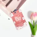 Cute transparent sliding card holder with cute bear and cherry pattern for students and id cards. - Heart Cherry Bear / No Accessories