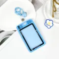 Cute blue camera style student card holder bus pass protective sleeve with keychain set - Camera Shape - Bell Lobster Clasp Style / Blue